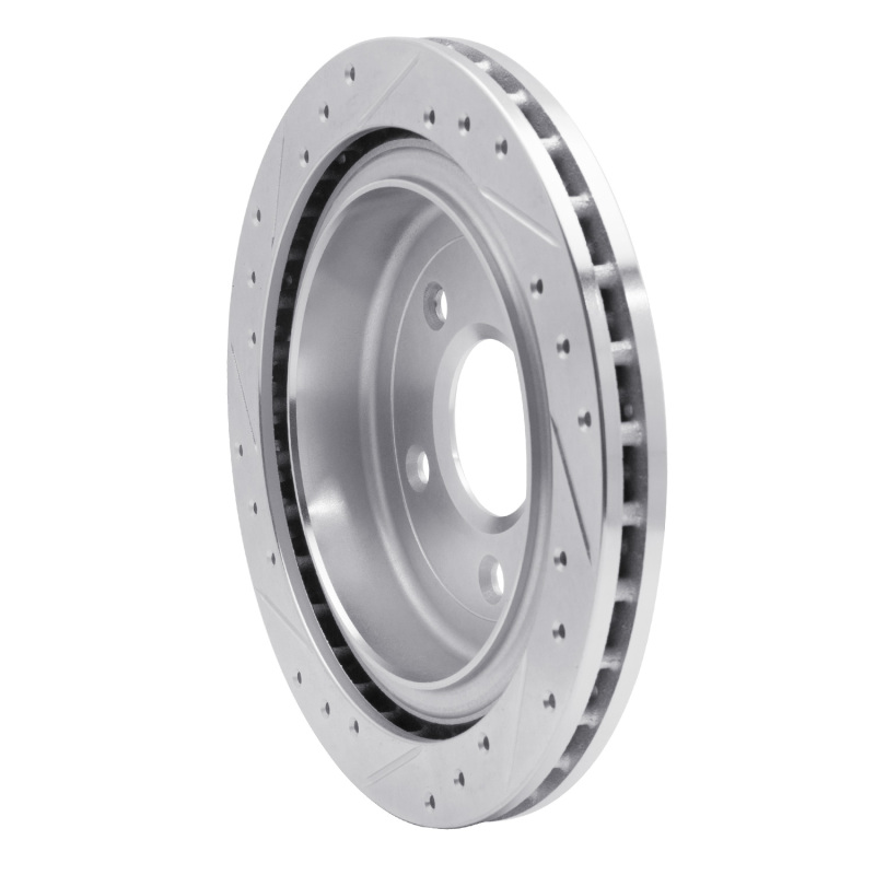 Cadillac XLR Brake Rotor (1) - Rear Right - R1 Concepts - Drilled & Slotted - Silver - `97-`13